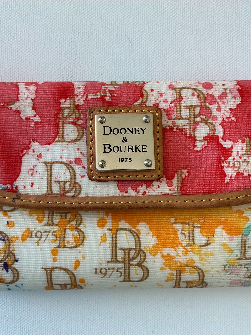 Dooney & Bourke Watercolor Graffiti Continental Wallet Multicolor DB Monogram - Picture 4 of 12